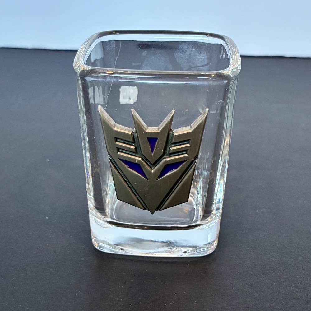 Transformers Shot Glass Decepticon Metal Emblem Barware Collectible Man Cave